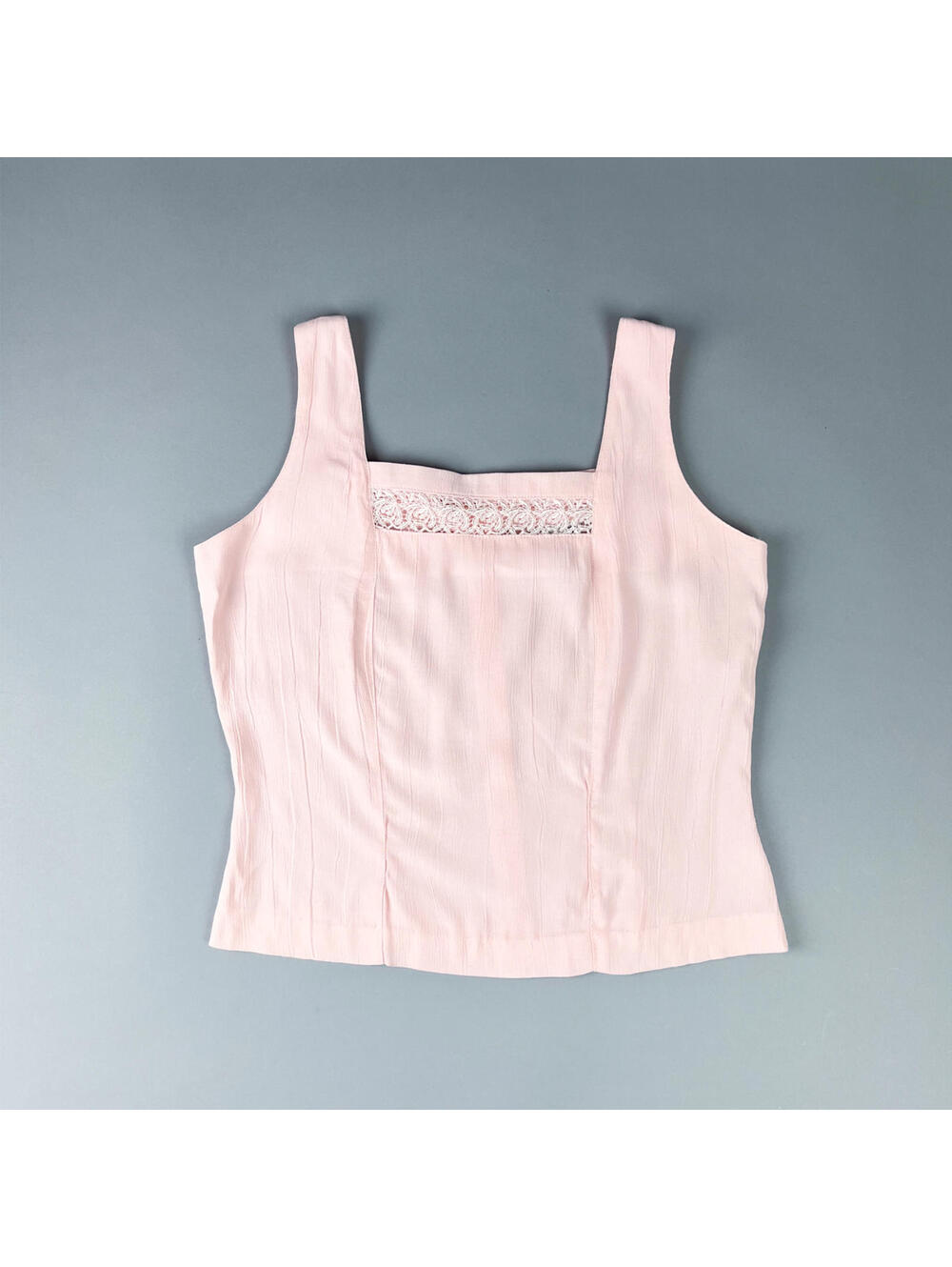 Vintage Light Pink Women's Tank Top with Lace Detail